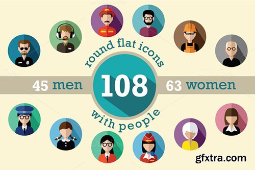 CM Flat round icons with people 307570