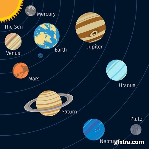 Collection of vector picture planet solar system space star 25 Eps