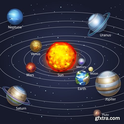 Collection of vector picture planet solar system space star 25 Eps