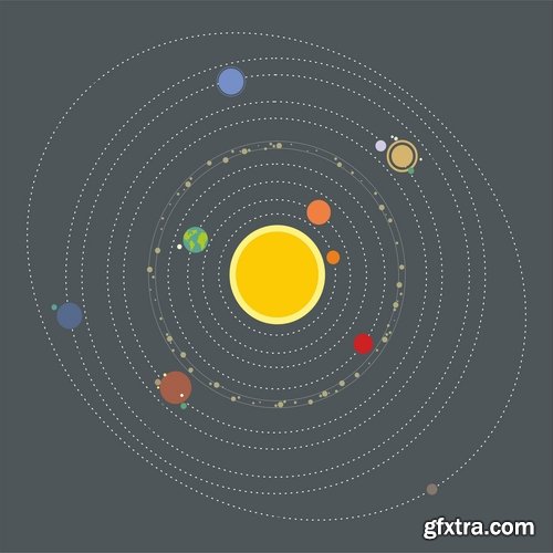 Collection of vector picture planet solar system space star 25 Eps