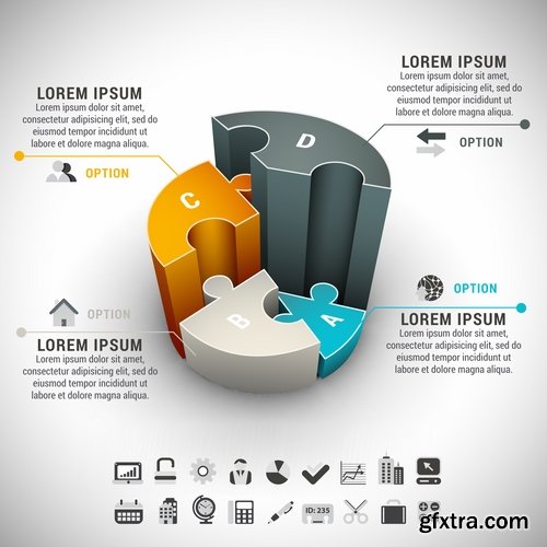 Collection of vector image conceptual business infographics #4-25 Eps