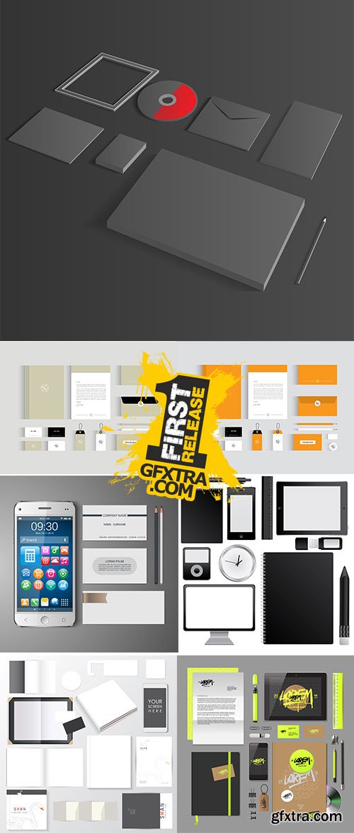 Stock Empty corporate visual identity mockup template set vectors