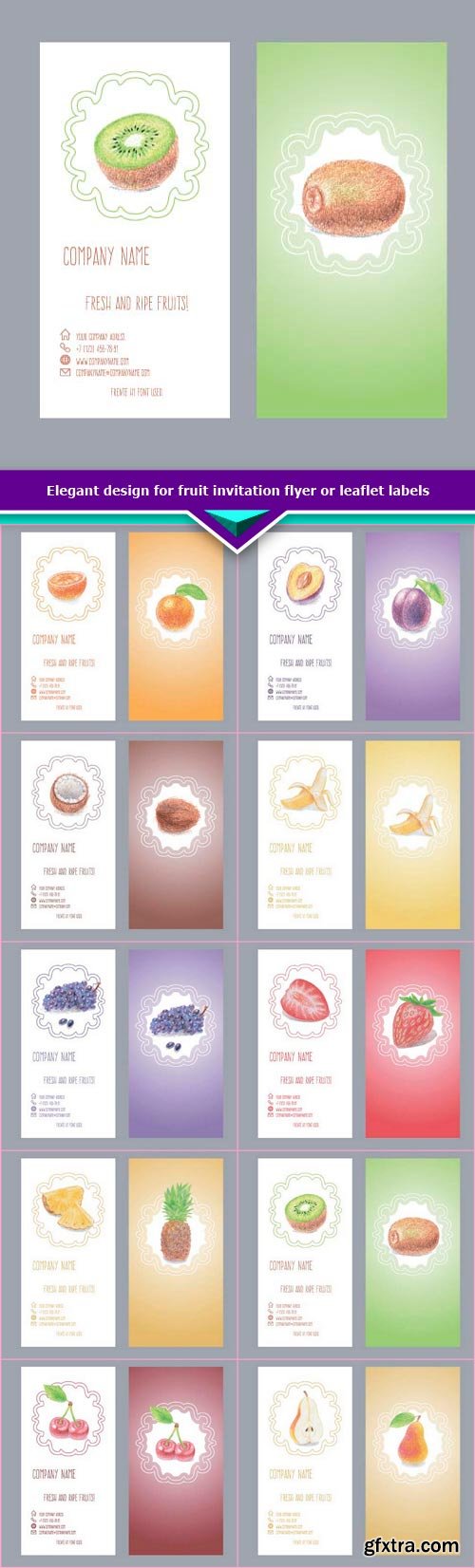 Elegant design for fruit invitation flyer or leaflet labels 10x EPS