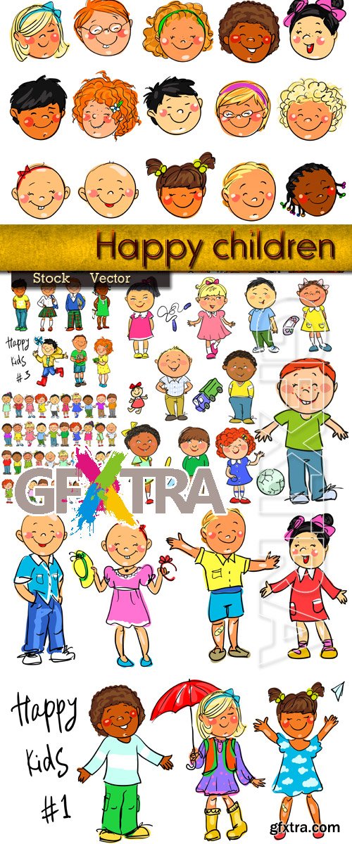 Happy and joyful children in Vector