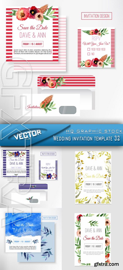 Stock Vector - Wedding invitation template 32