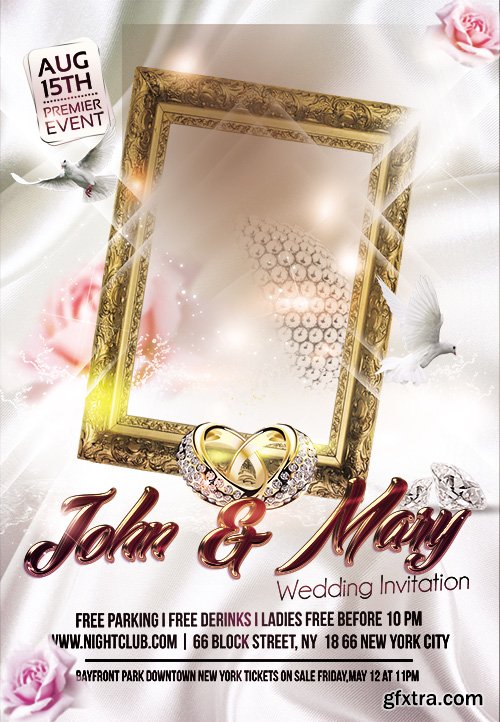 Wedding Event Flyer PSD Template + Facebook Cover