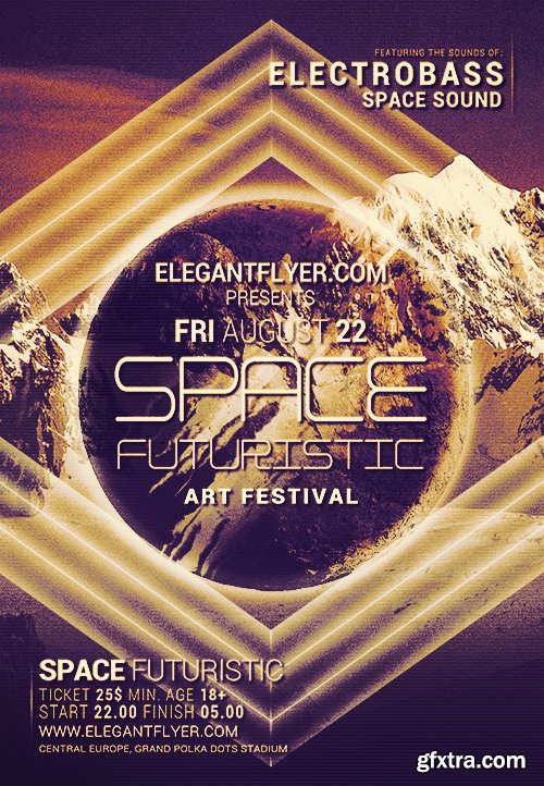 Space Futuristic Party Flyer PSD Template + Facebook Cover