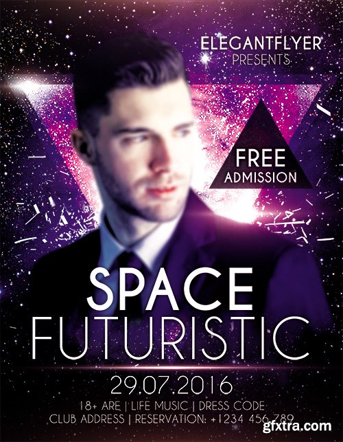 Space Futuristic Flyer PSD Template + Facebook Cover