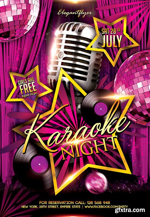 Karaoke Night Flyer PSD Template + Facebook Cover