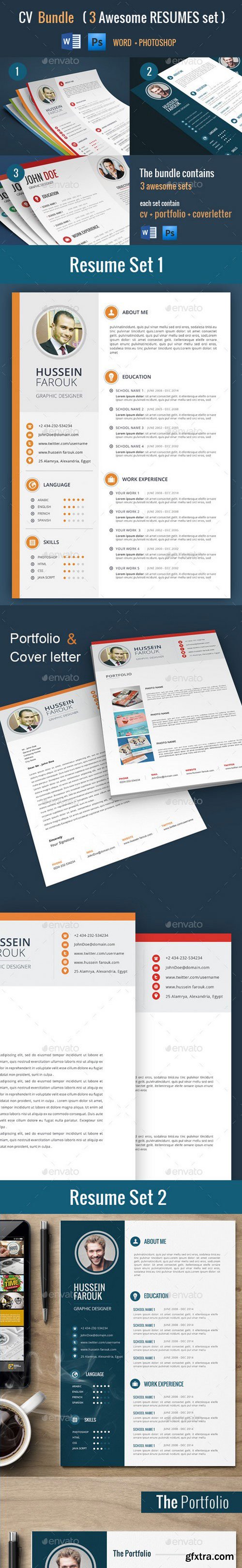 GraphicRiver - 11481340 Cv Bundle ( 3 Resume Sets )