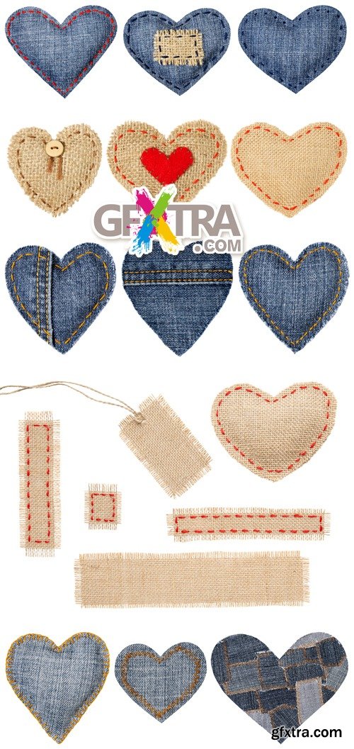 Stock Photo - Fabric Hearts