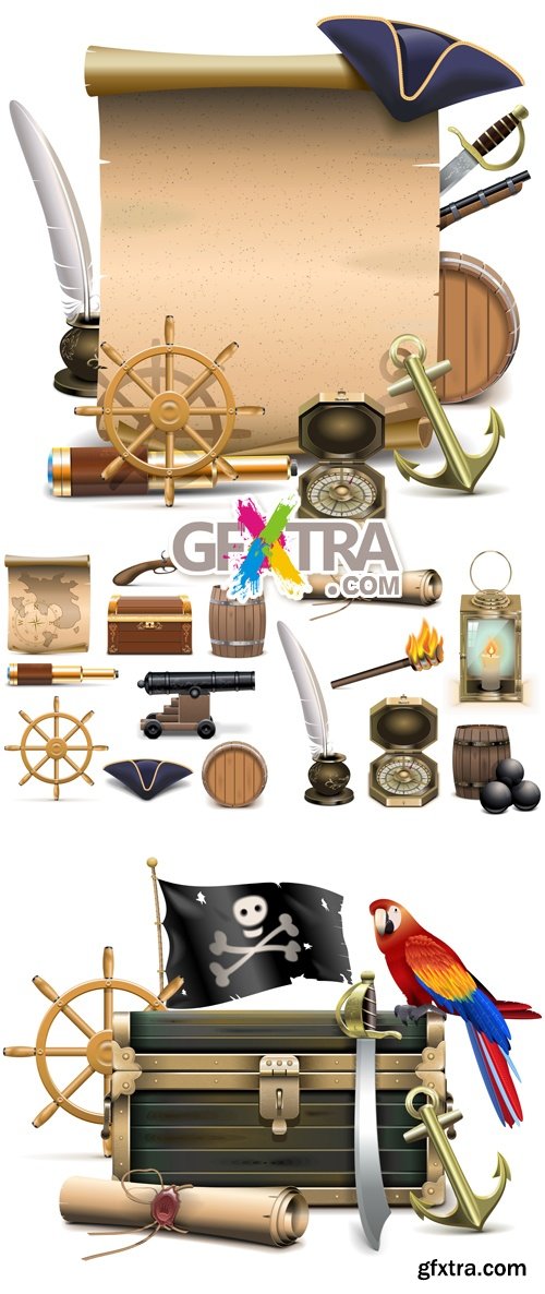 Pirates & Adventures Icons Vector