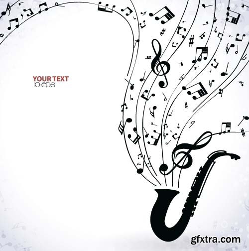 Vector illustration with saxophone jazz music 6x EPS