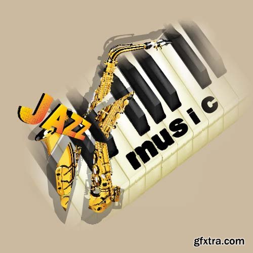 Vector illustration with saxophone jazz music 6x EPS