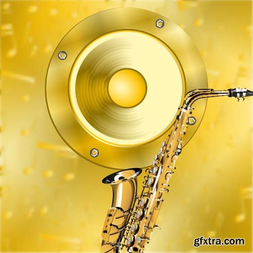 Vector illustration with saxophone jazz music 6x EPS