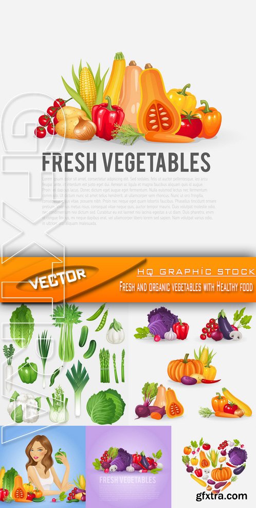 Stock Vector - Fresh and organic vegetables with Healthy food