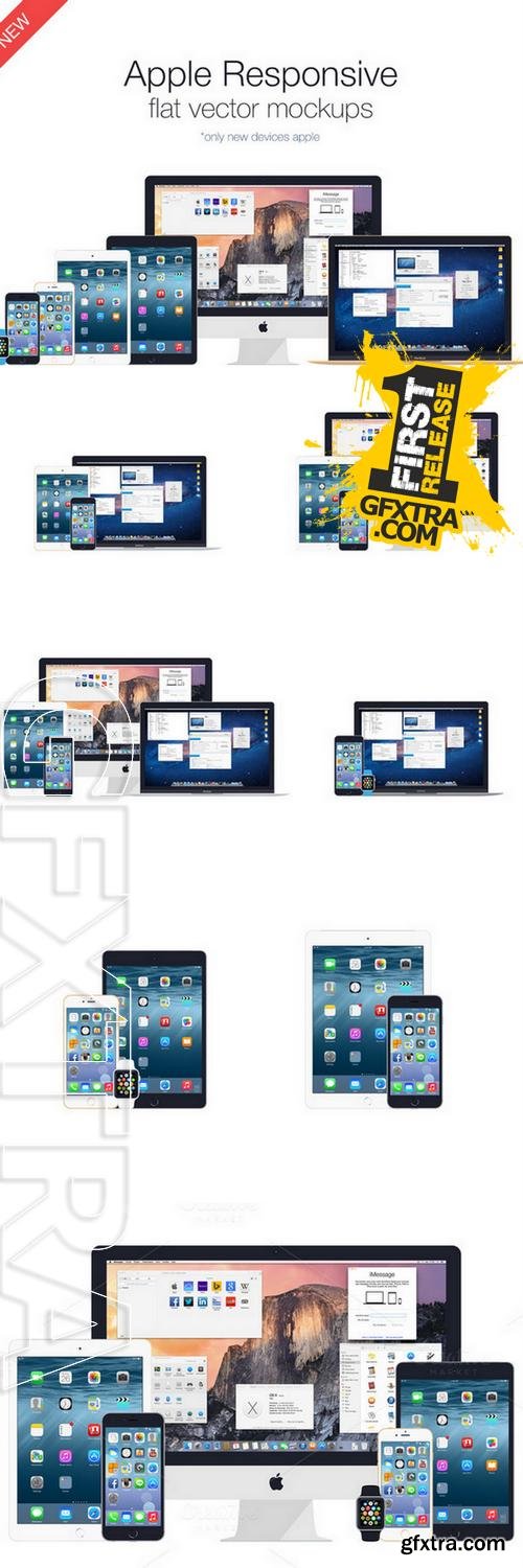 Apple Responsive Flat Vector Mockups - CM 304618