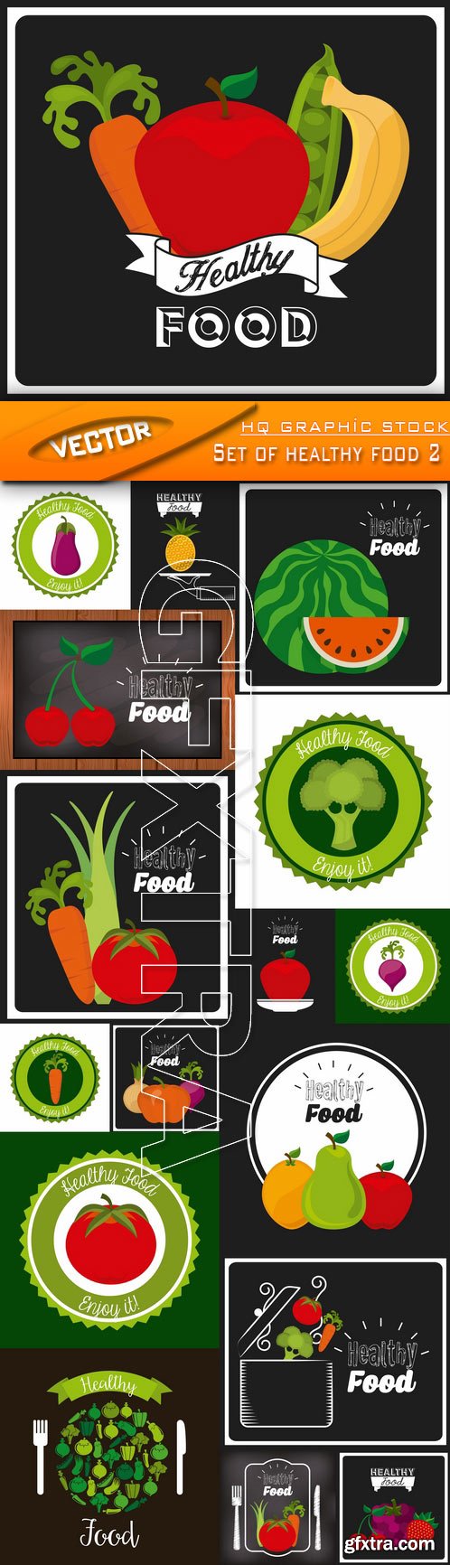 Stock Vector - Set of healthy food 2