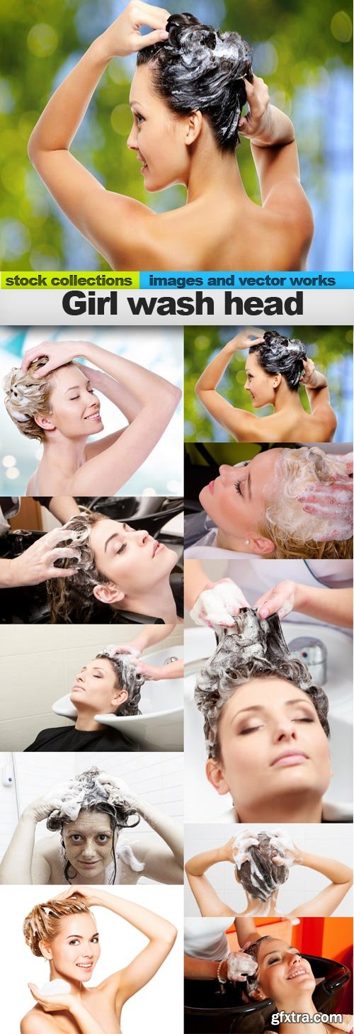 Girl wash head, 10 x UHQ JPEG