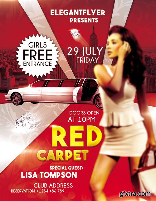 Red Carpet Flyer PSD Template + Facebook Cover