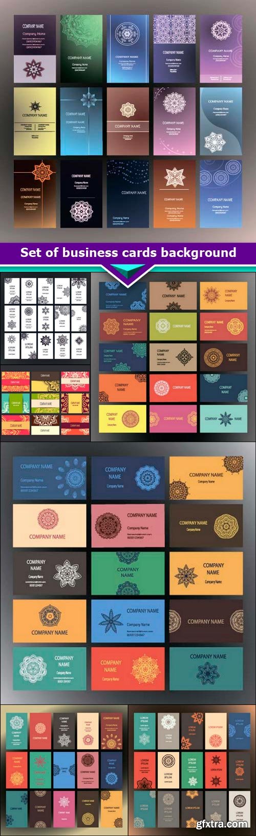 Set of business cards background vintage design elements 7x EPS