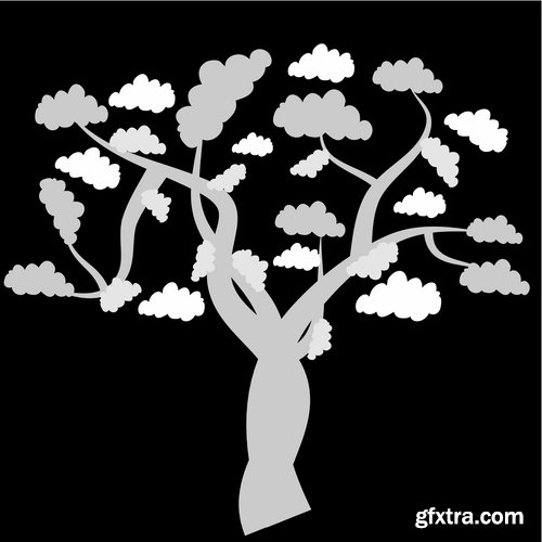 Collection of different vector image calligraphic tree a background design element 25 Eps