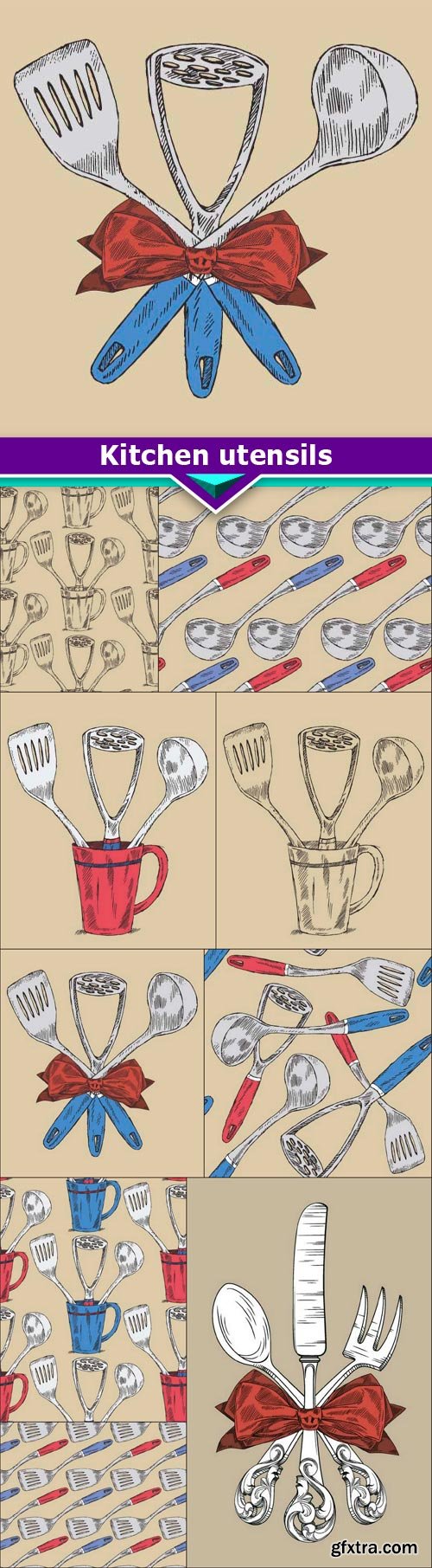 Kitchen utensils 9x EPS