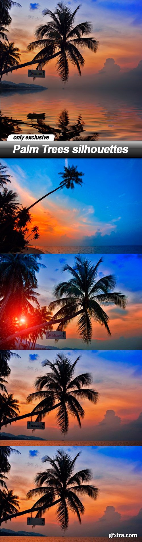 Palm Trees silhouettes - 5 UHQ JPEG