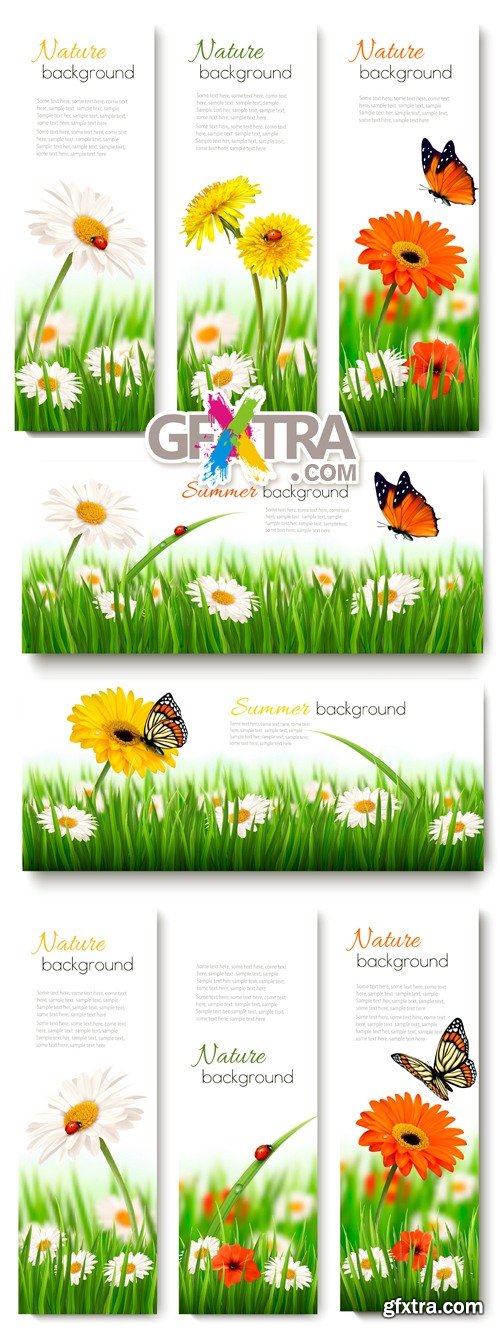 Green Grass Banners Vector 2