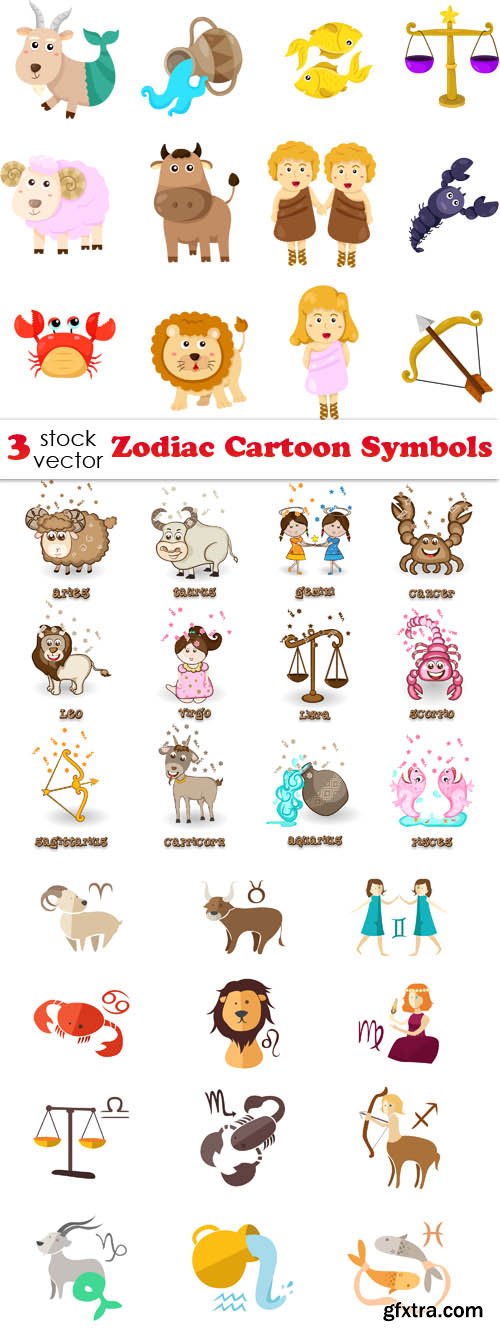 Vectors - Zodiac Cartoon Symbols