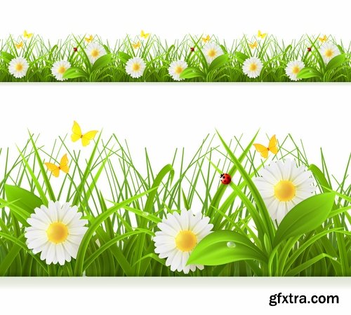 Collection of vector picture dandelion flower grass seed plant 25 Eps