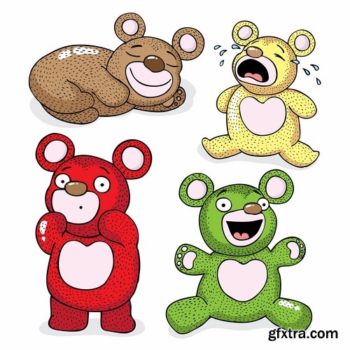 Collection of vector image drawn cartoon character animal 25 Eps