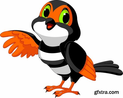 Collection of vector image drawn cartoon character animal 25 Eps