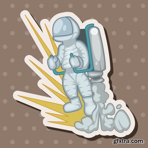 Collection of vector image icon astronaut moon planet rocket spaceship star sun 25 Eps