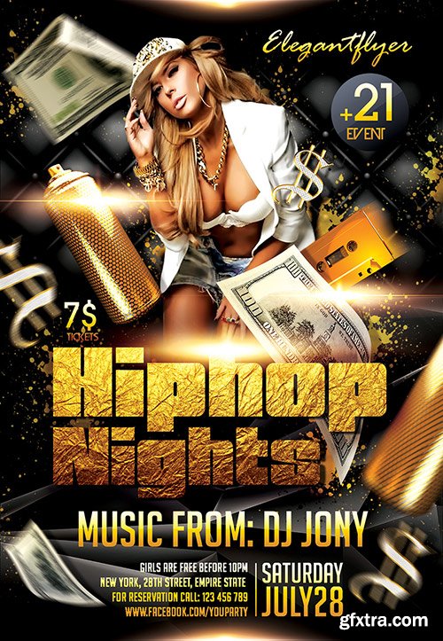 Hiphop Nights Flyer PSD Template + Facebook Cover