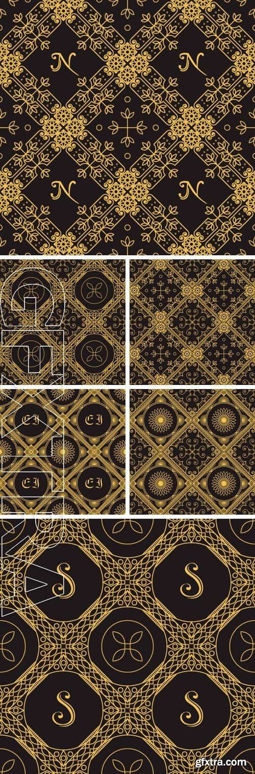 Stock Vectors - Seamless texture with vintage geometric ornament. Vector lineart pattern