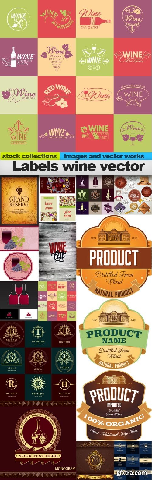 Labels wine vector, 15 x EPS