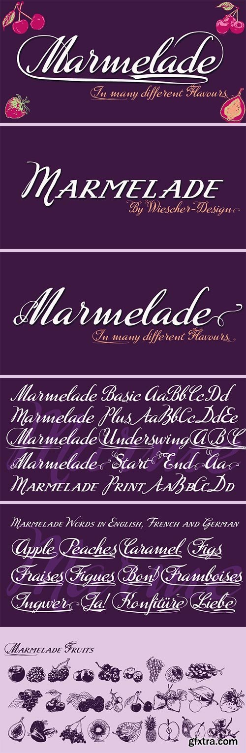 Marmelade - Latest Jam-Jelly-Confiture-Marmelade Typeface 9xOTF NEW!