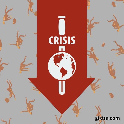 Collection of vector picture business concept infographics crisis economic decline 25 Eps