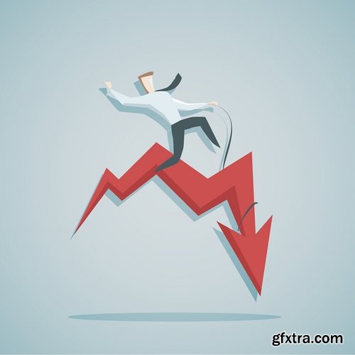 Collection of vector picture business concept infographics crisis economic decline 25 Eps