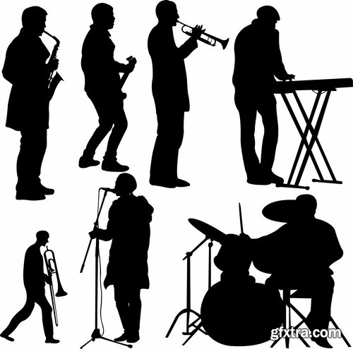 Collection of vector image of rock singer live guitar microphone rocker 25 Eps