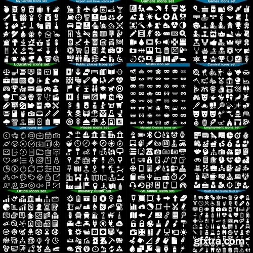 Collection of vector image various flat icons on various subjects #4-25 Eps