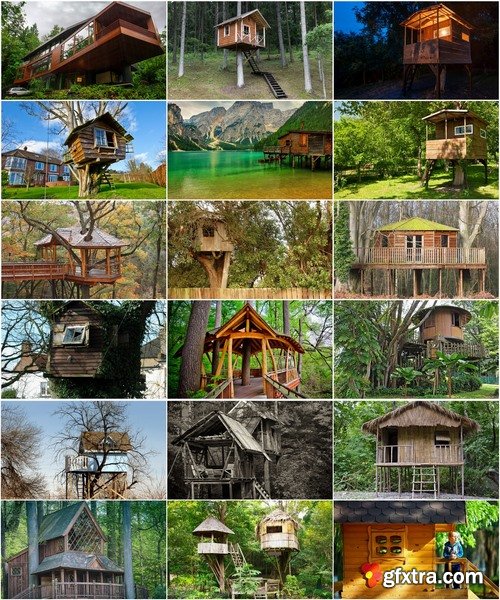 Collection tree house hut house log hut of the forest 25 HQ Jpeg