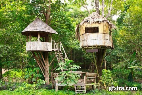 Collection tree house hut house log hut of the forest 25 HQ Jpeg