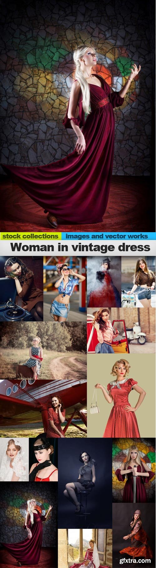 Woman in vintage dress, 15 x UHQ JPEG