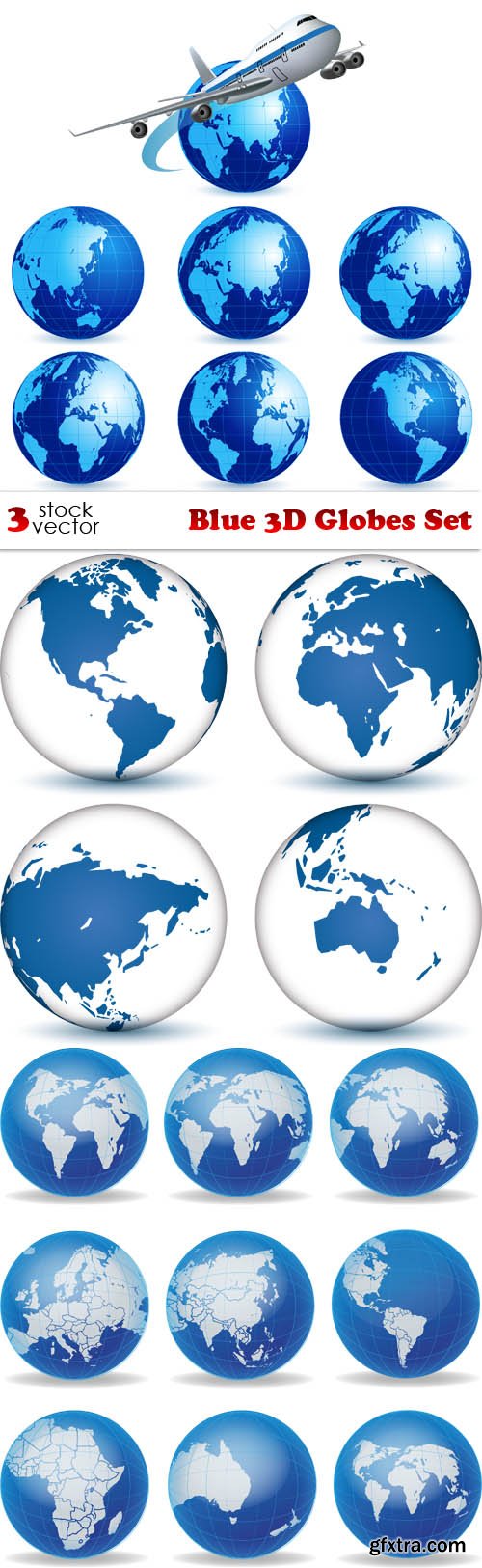 Vectors - Blue 3D Globes Set