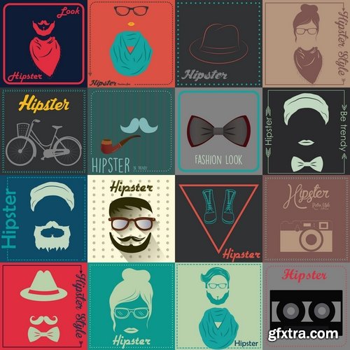 Collection vector image hipster style poster flyer label icon 25 Eps