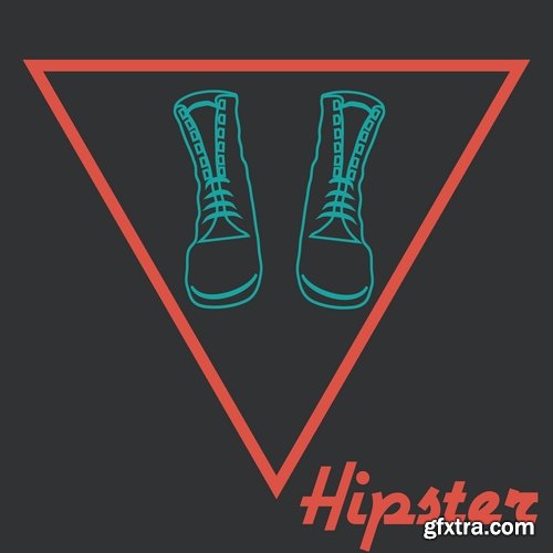 Collection vector image hipster style poster flyer label icon 25 Eps