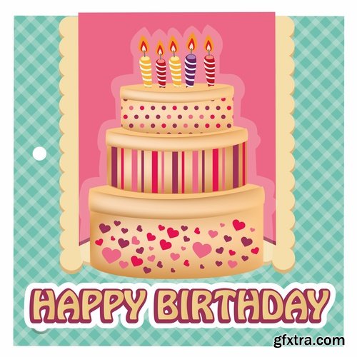 Collection of different vector image gift cards birthday celebration 25 Eps