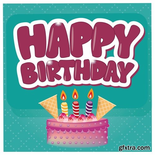 Collection of different vector image gift cards birthday celebration 25 Eps